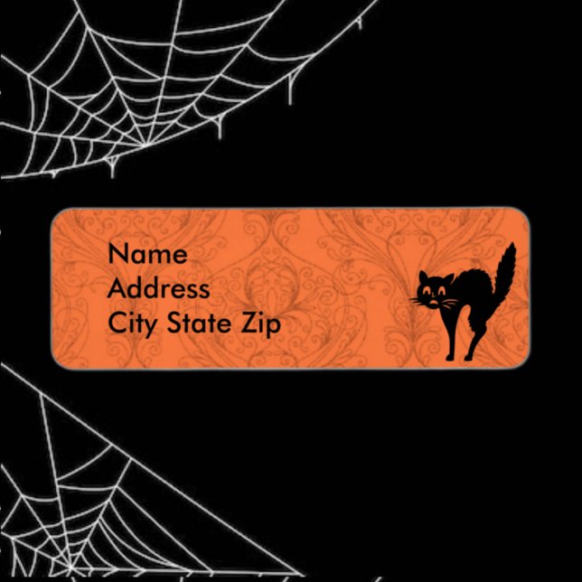 Skrämmande Halloween Svart Katt Returadress Etikett (Skapare uppladdad)