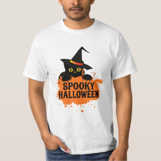 Skrämmande Halloween Svart Katt T-Shirt