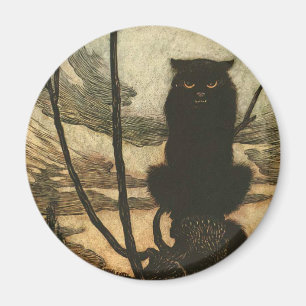 Skrämmande Halloween Svart Katt Vintage Rackham Magnet