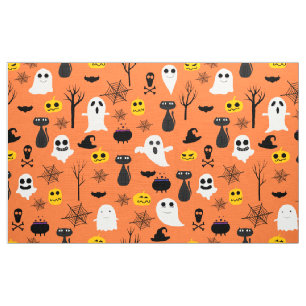 Skrämmande Halloween-symboler mönster Tyg