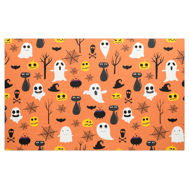 Skrämmande Halloween-symboler mönster Tyg (Yard)