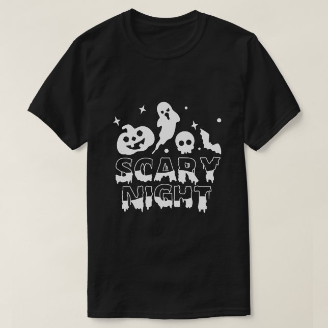 Skrämmande Halloween T-Shirt för Natt (Design framsida)