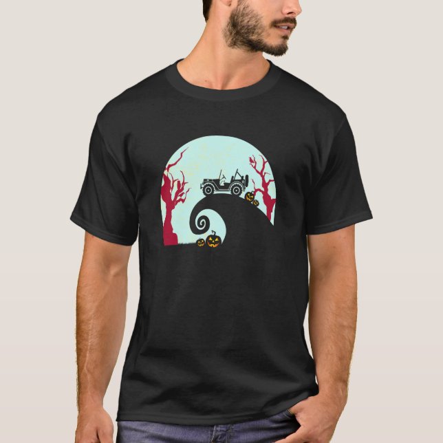 Skrämmande Halloween-tema 4x4 Offroad Fordonsdesig T Shirt (Framsida)
