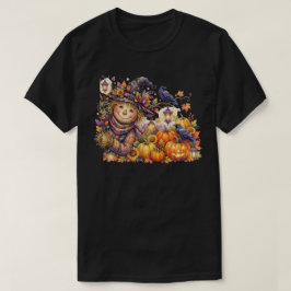 Skrämmande Halloween, Tittande Fågelskrämma, Hösts T Shirt
