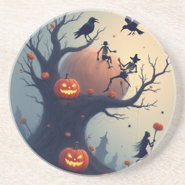 Skrämmande Halloween-träd Underlägg (Framsidan)