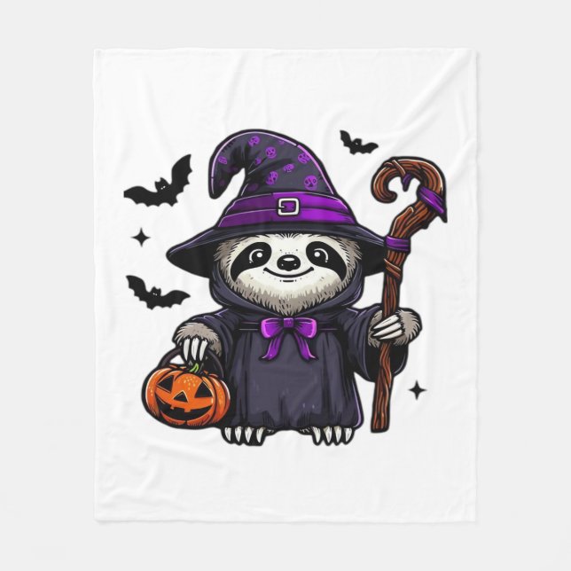 Skrämmande Halloween Trögdjur Häxa Hatt Kostym Sku Fleecefilt (Framsidan)