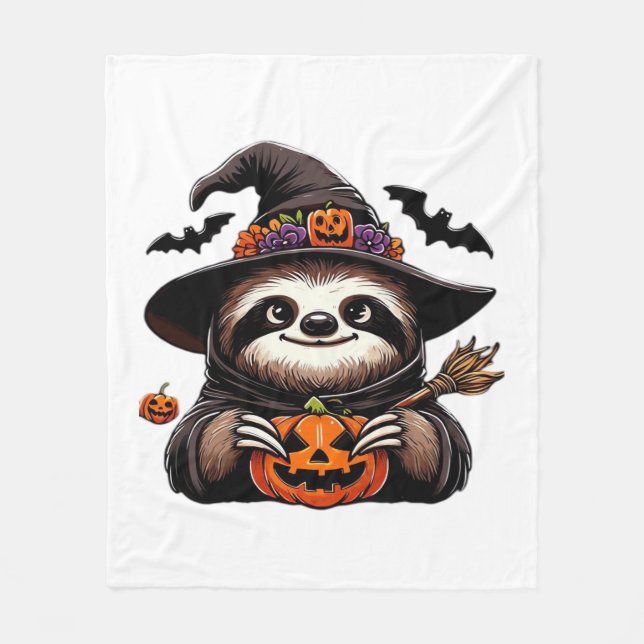 Skrämmande Halloween Trögdjur Häxa Hatt Kostym Sku Fleecefilt (Framsidan)