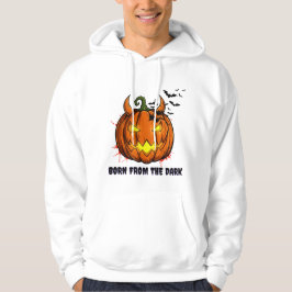 Skrämmande Halloween-tröja med pumpa - fladdermöss Hoodie