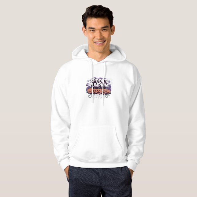 Skrämmande Halloween-tröja med pumpafält Hoodie (Hel framsida)