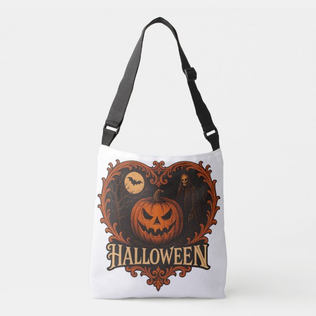 Skrämmande Halloween-tryckt crossbody-handväska Axelväska (Framsida)