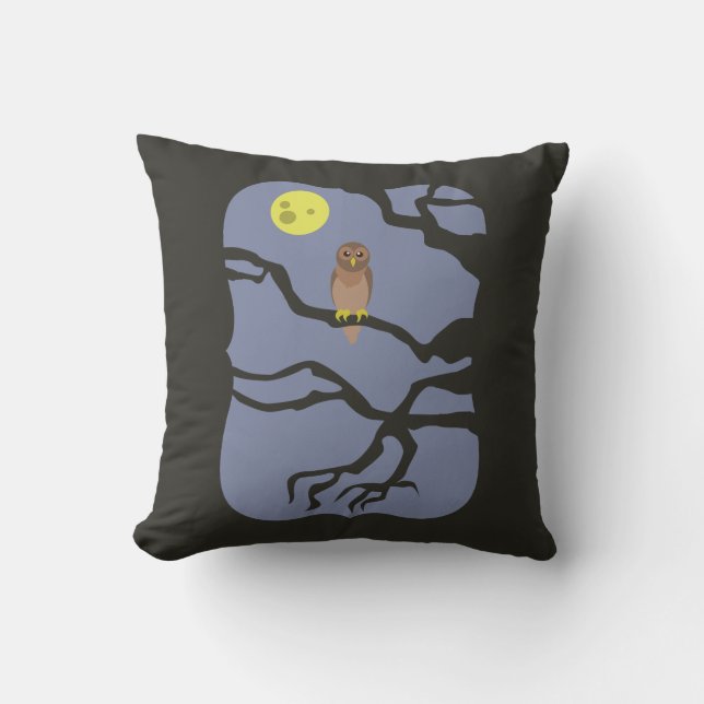 Skrämmande Halloween-uggla Kudde (Framsida)