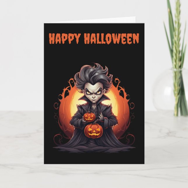 Skrämmande Halloween-vampyr Helgkort (Framsida)