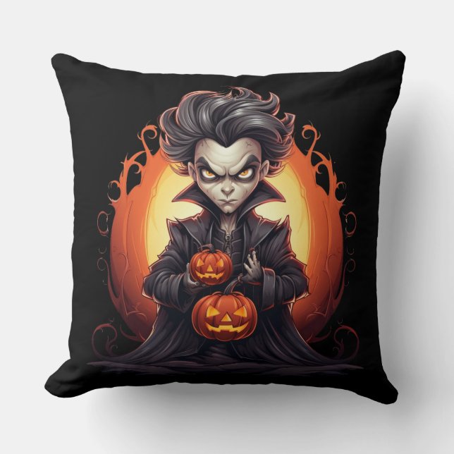 Skrämmande Halloween-vampyr Kudde (Framsida)