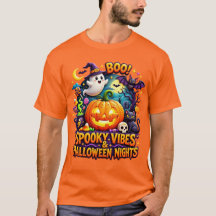 Skrämmande Halloween-vibbar Söt spöke och pumpa