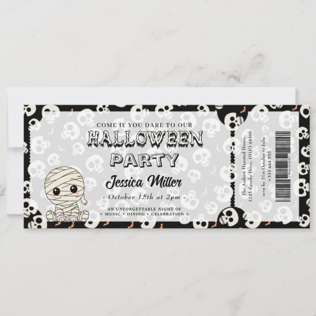 Skrämmande Halloweenfest Biljett Inbjudan (Framsida)