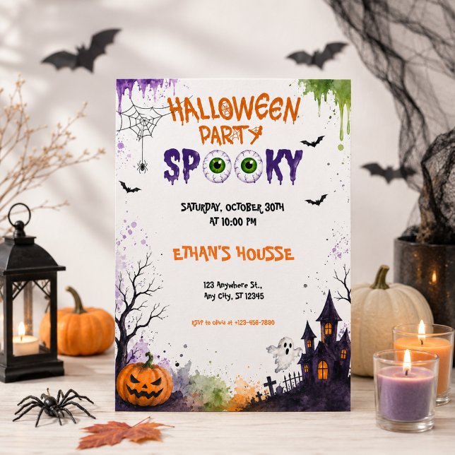 Skrämmande Halloweenfest för barn Monsterkul Inbjudningar (Skapare uppladdad)