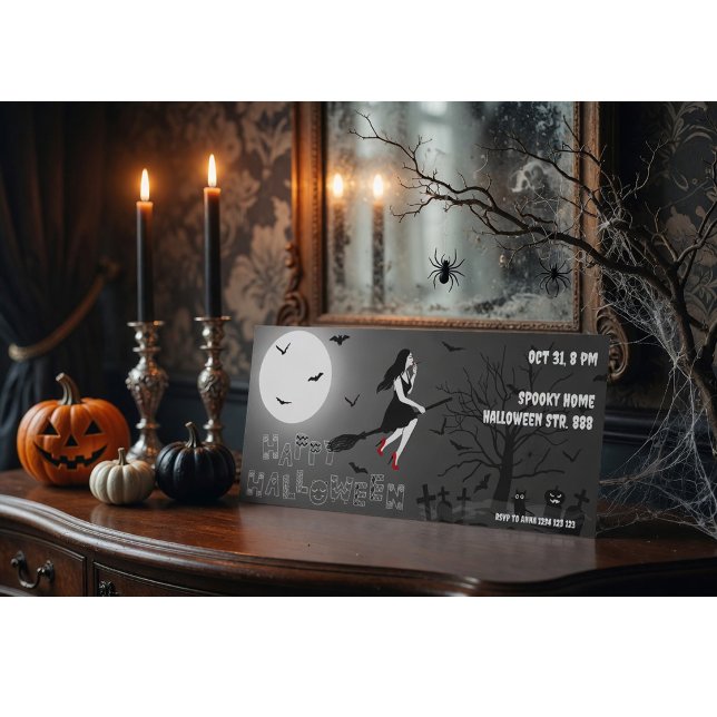 Skrämmande Halloweenfest för häxa Inbjudan (Skapare uppladdad)
