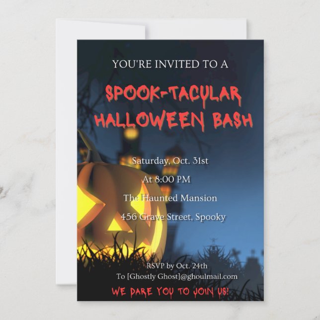 Skrämmande Halloweenfest inbjudningskort (Framsida)