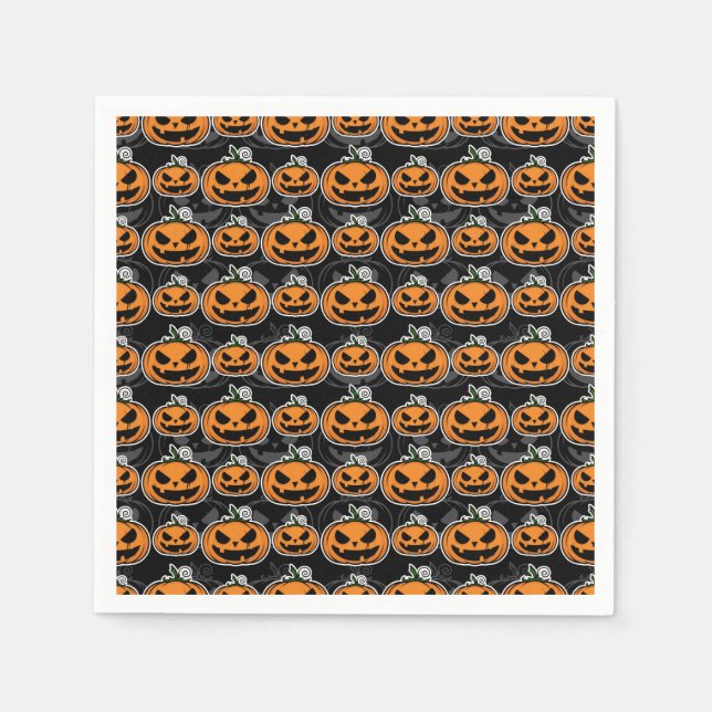 Skrämmande Halloweenfest Jack O'Lanterns Pumpa Pappersservett (Framsidan)
