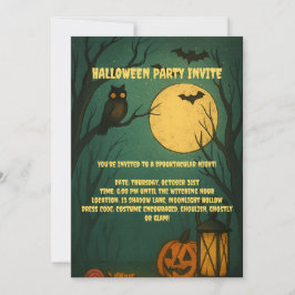 Skrämmande Halloweenfest med månljus-inbjudan Inbjudningar