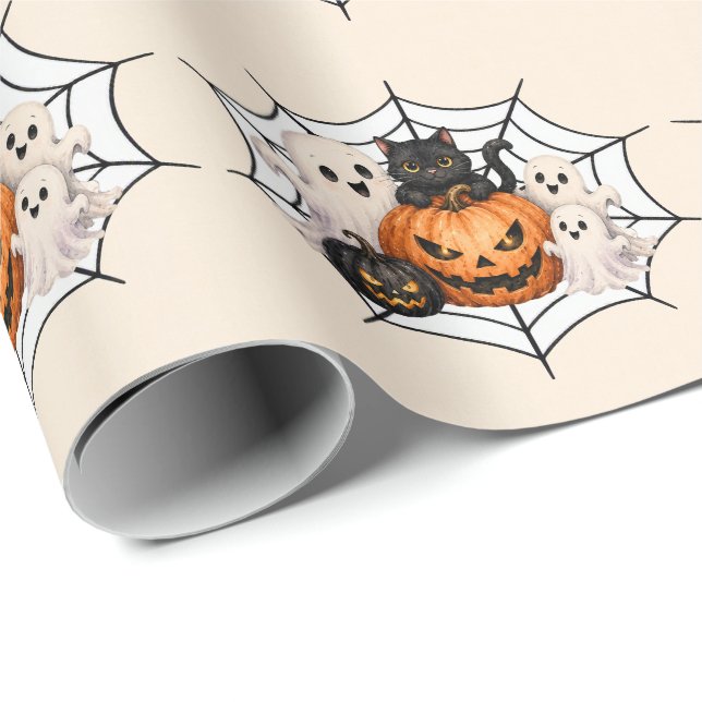 Skrämmande Halloweenfest  Presentpapper (Rullad Hörn)