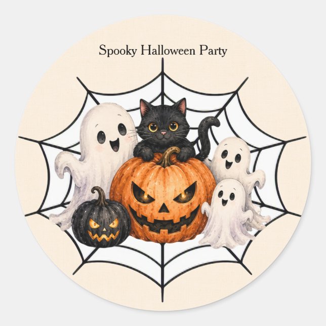 Skrämmande Halloweenfest Runt Klistermärke (Framsida)