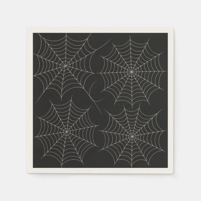Skrämmande Halloweenfest Spindelväv Djärvt Svart Pappersservett (Framsidan)