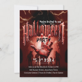 Skrämmande Halloweenfest Zombie Röd Skräcknatt Inbjudningar
