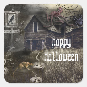 Skrämmande Halloweenfestpresent från Sinister Aven Fyrkantigt Klistermärke