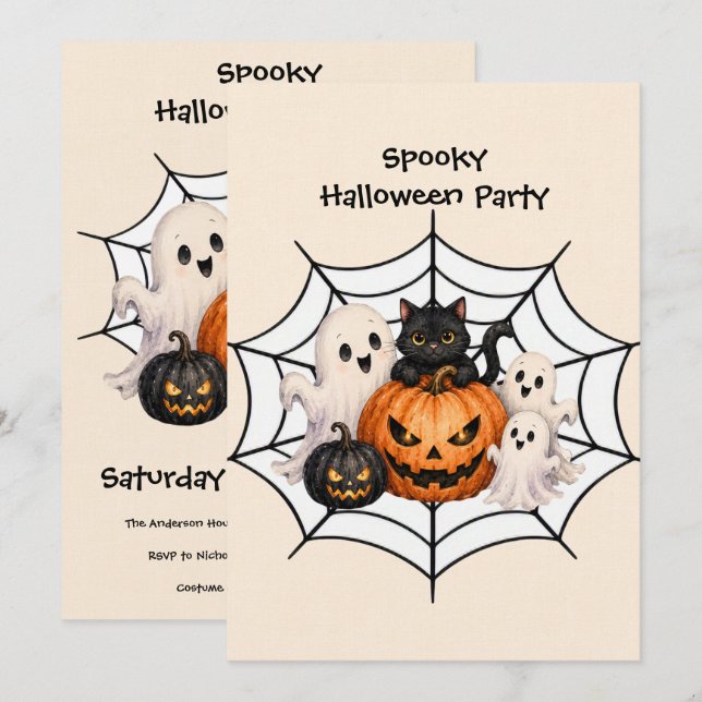 Skrämmande Halloweenfestpresent Inbjudningar (Fram/baksida)
