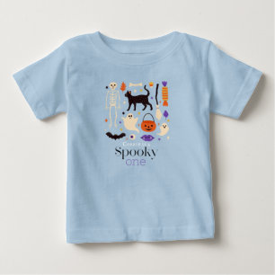 Skrämmande Halloweenmotiv Blå 1-årsdag T Shirt