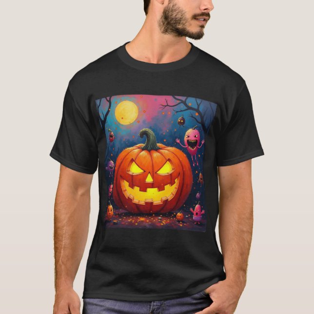 Skrämmande halloweenpumpor t shirt (Framsida)