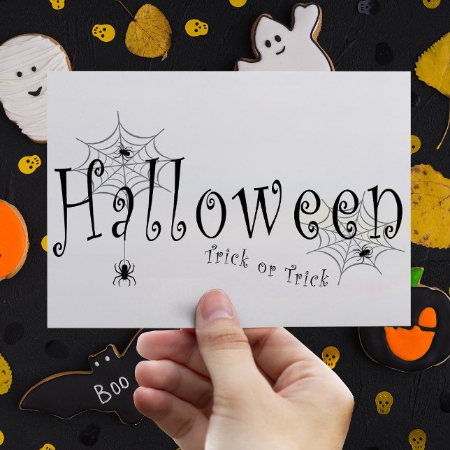 Skrämmande Halloweenspindel för trick or treat Vykort (Skapare uppladdad)