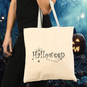 Skrämmande Halloweenspindel med trick or treat-des Tygkasse