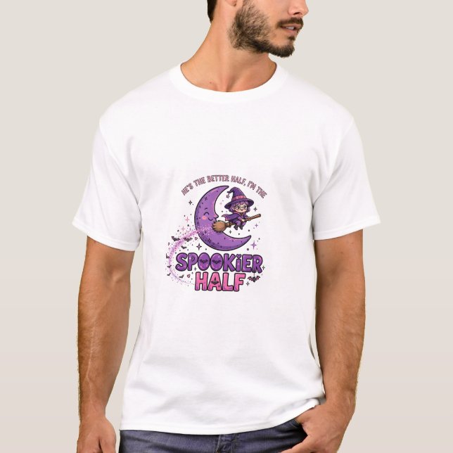 Skrämmande halvt rolig Halloween T-Shirt (Framsida)