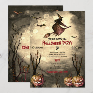 Skrämmande häx pumpa Halloween-fest inbjudan