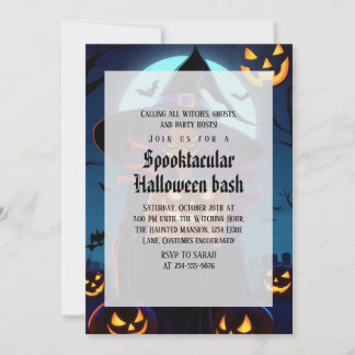 Skrämmande häxa Gotisk Halloweenfest Inbjudningar