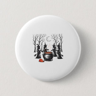 Skrämmande häxa Halloween Anti Trump feministiska Knapp