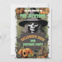 Skrämmande häxa Halloween-fest Inbjudningar