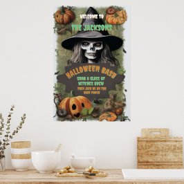 Skrämmande häxa Halloween-fest Poster