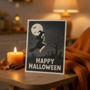 Skrämmande Häxa Halloween Hälsningskort Helg Vykort