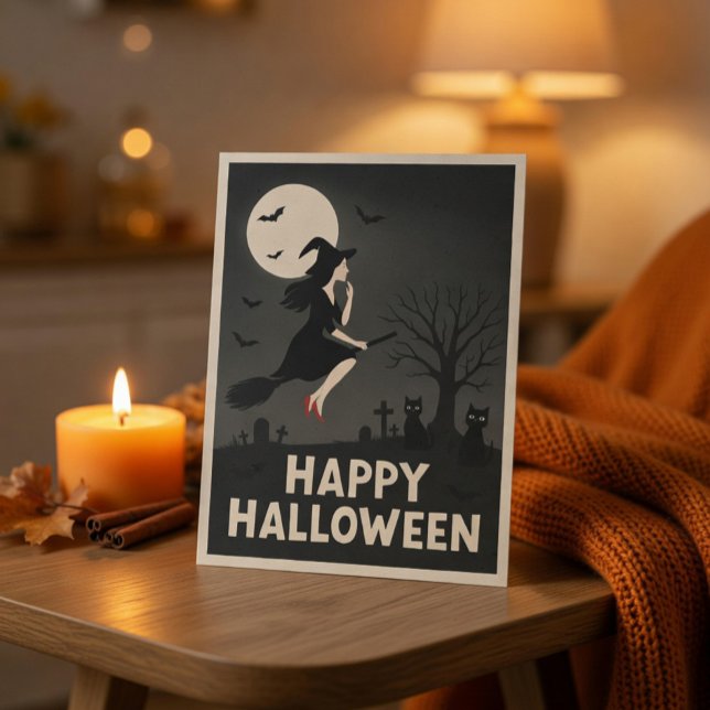 Skrämmande Häxa Halloween Hälsningskort Helg Vykort (Skapare uppladdad)