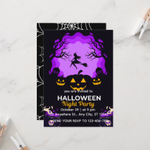 Skrämmande häxa Halloween nattfest inbjudan