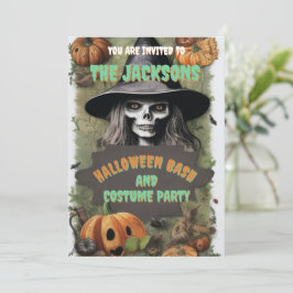 Skrämmande Häxa Halloweenfest Kittel Boo Inbjudningar