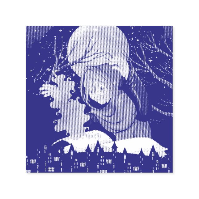 Skrämmande häxa & spökhus Halloween🌙 Självfärgande Stämpel (Design)