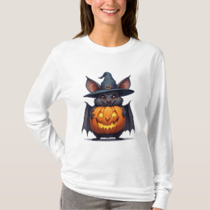 Skrämmande häxhake som håller Jack O Lantern 🦇 T Shirt