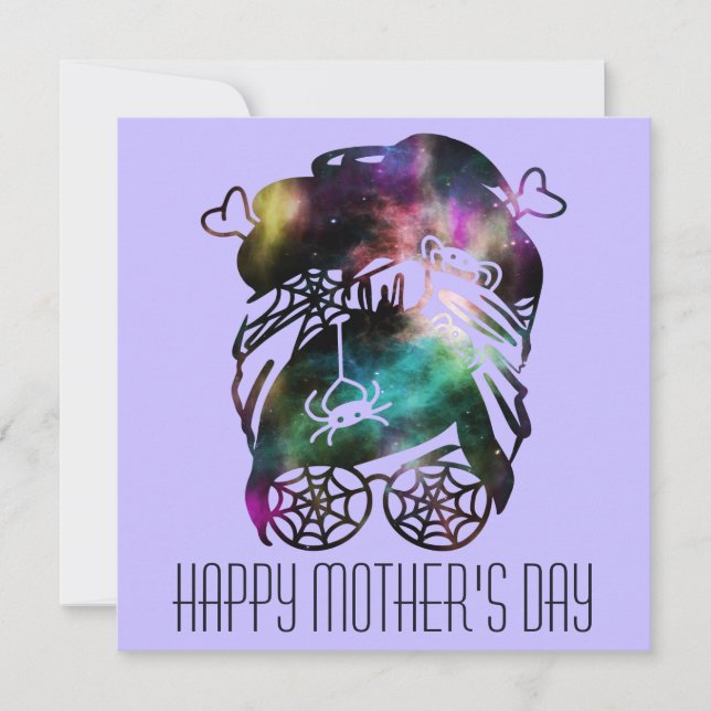 Skrämmande häxhustru mors dag kuslig mamma julkort (Framsida)