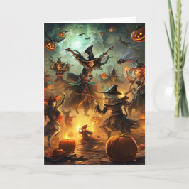 Skrämmande häxor Halloween Helgkort