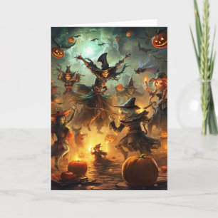 Skrämmande häxor Halloween Helgkort
