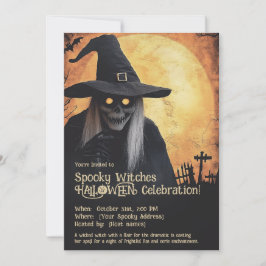 Skrämmande Häxor Halloweenfirande Inbjudningar